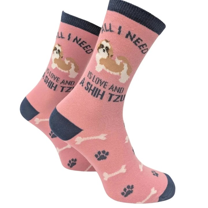 All I Need is Love and a Shih Tzu Socks - Size 4 - 8