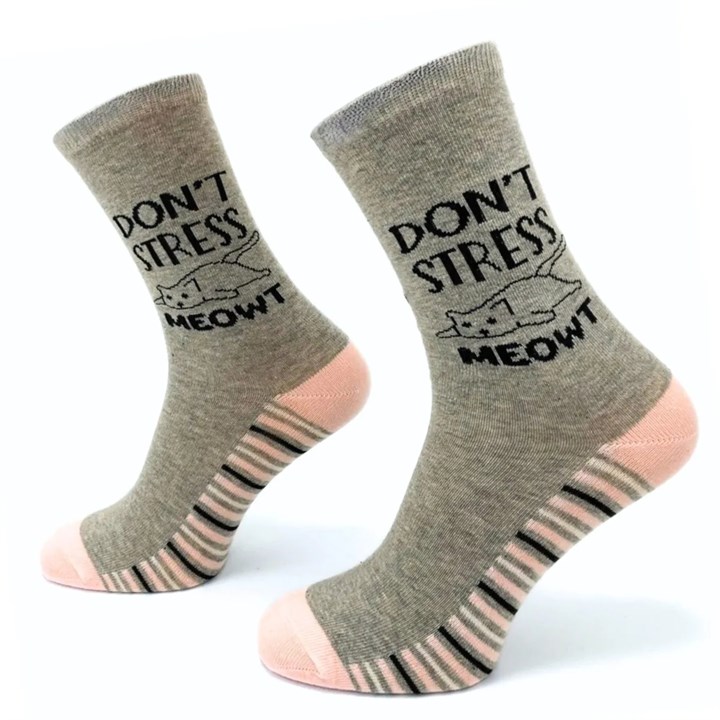 Don't Stress Meowt Socks - Size 4 - 8