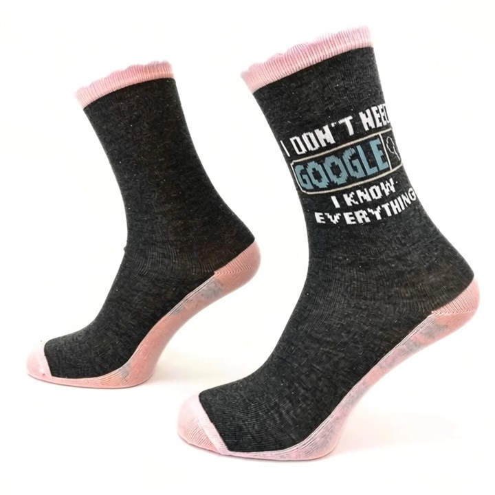Google I Know Everything Socks - Size 4 - 8