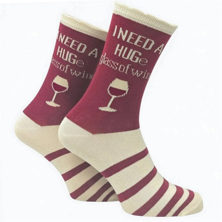 Huge Glass of Wine Socks - Size 4 - 8