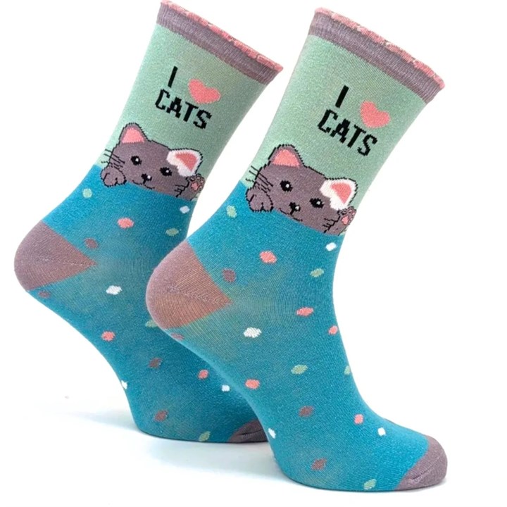 I Heart Cats Socks - Size 4 - 8