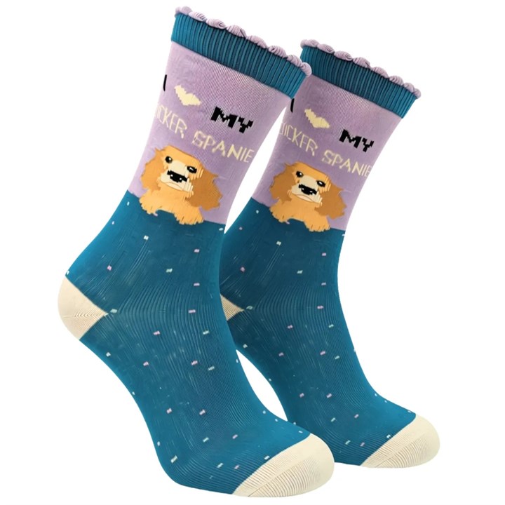 I Heart My Cocker Spaniel Socks - Size 4 - 8