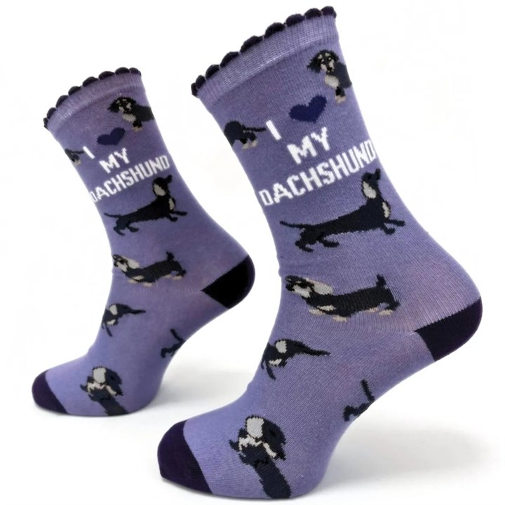 I Heart My Dachshund Socks - Size 4 - 8