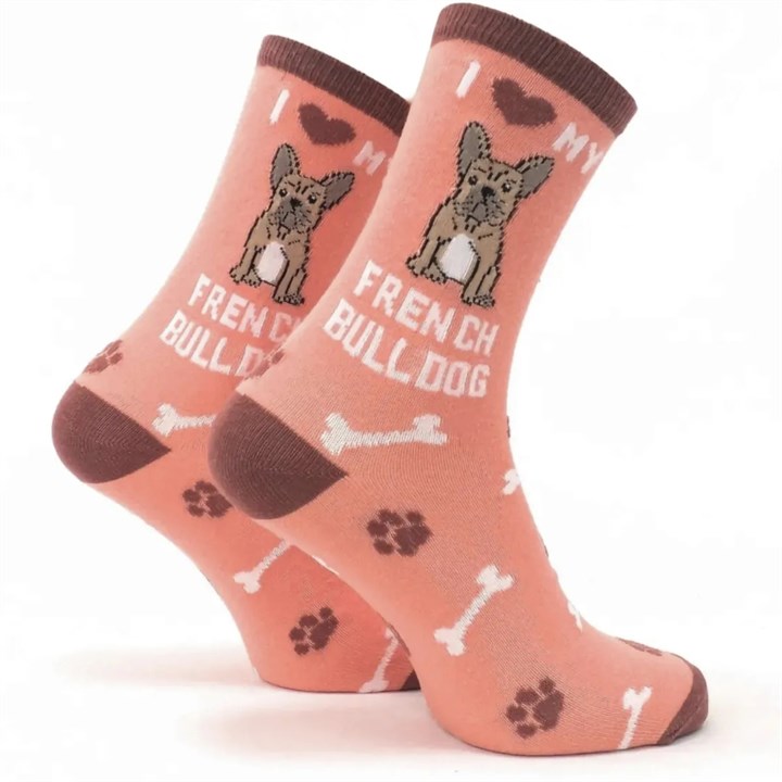 I Heart My French Bulldog Socks - Size 4 - 8