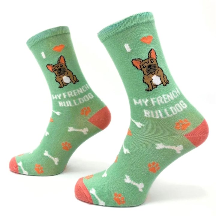 I Heart My French Bulldog Socks - Size 4 - 8