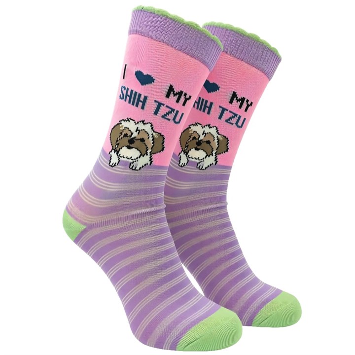 I Heart My Shih Tzu Socks - Size 4 - 8