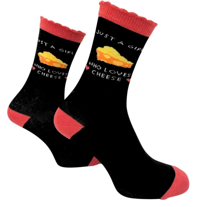 Just a Girl Who Loves Cheese Socks - Size 4 - 8