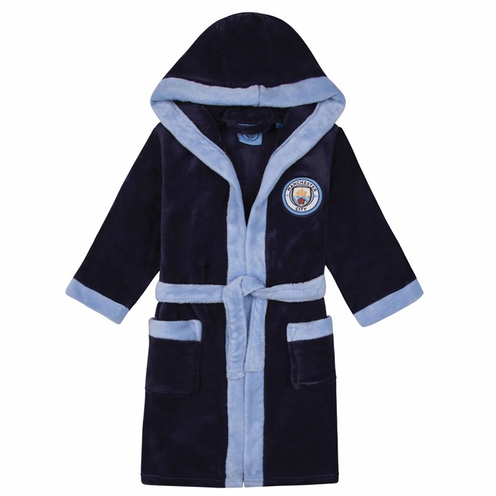 Manchester City FC Kids Navy Hooded Dressing Gown 9 - 10 Years