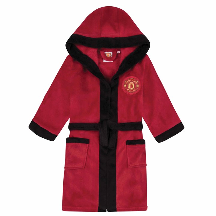 Manchester United FC Kids Red Hooded Dressing Gown 3 - 4 Years