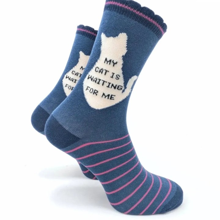 My Cat is Waiting for Me Socks - Size 4 - 8