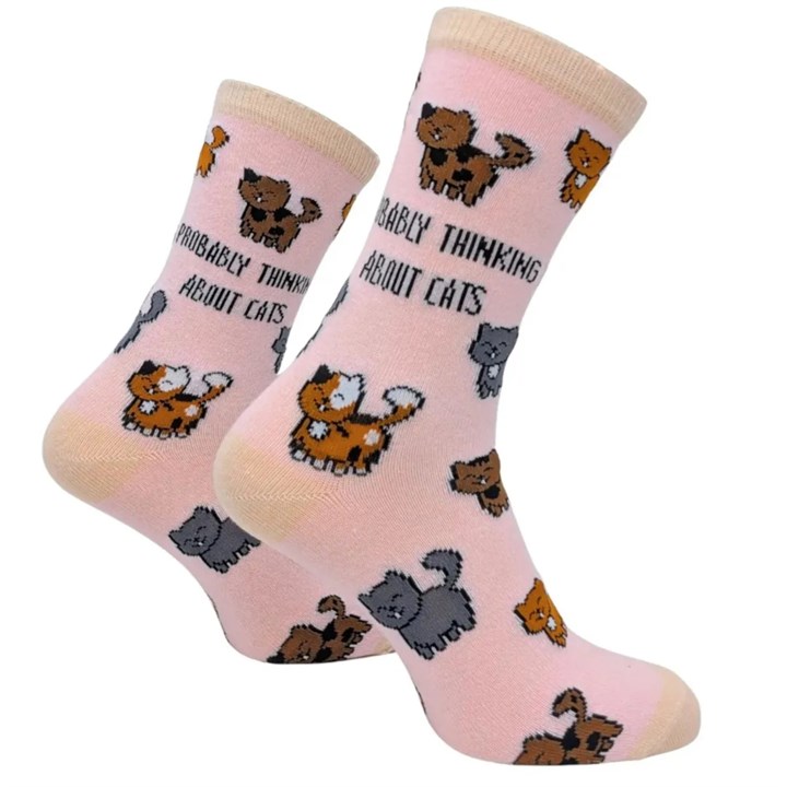 Probably Thinking About Cats Socks - Size 4 - 8