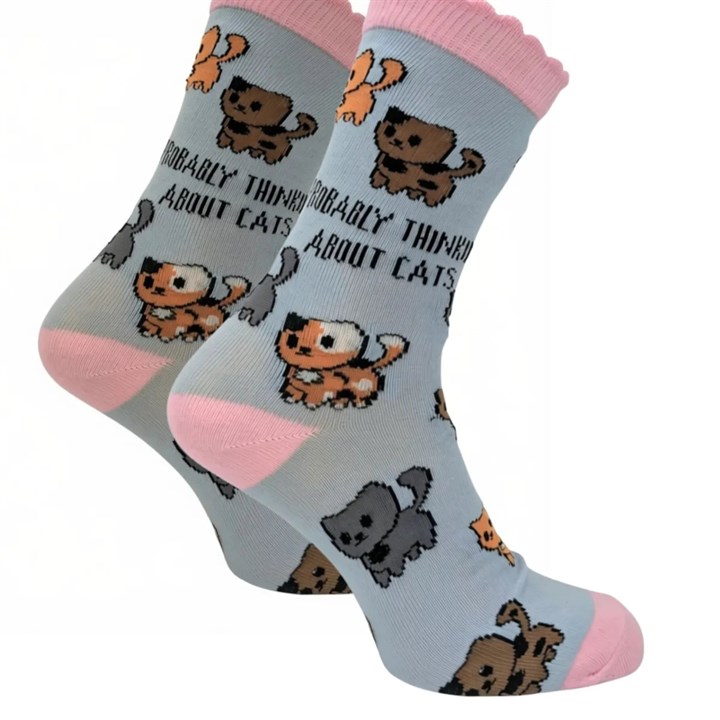 Probably Thinking About Cats Socks - Size 4 - 8
