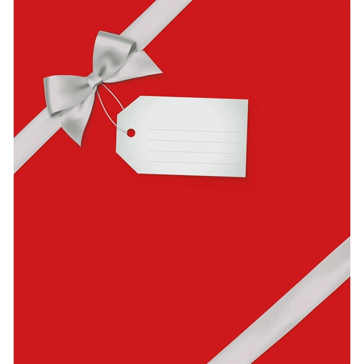 Red with Silver Bow Square Calendar Gift Wrap Envelope