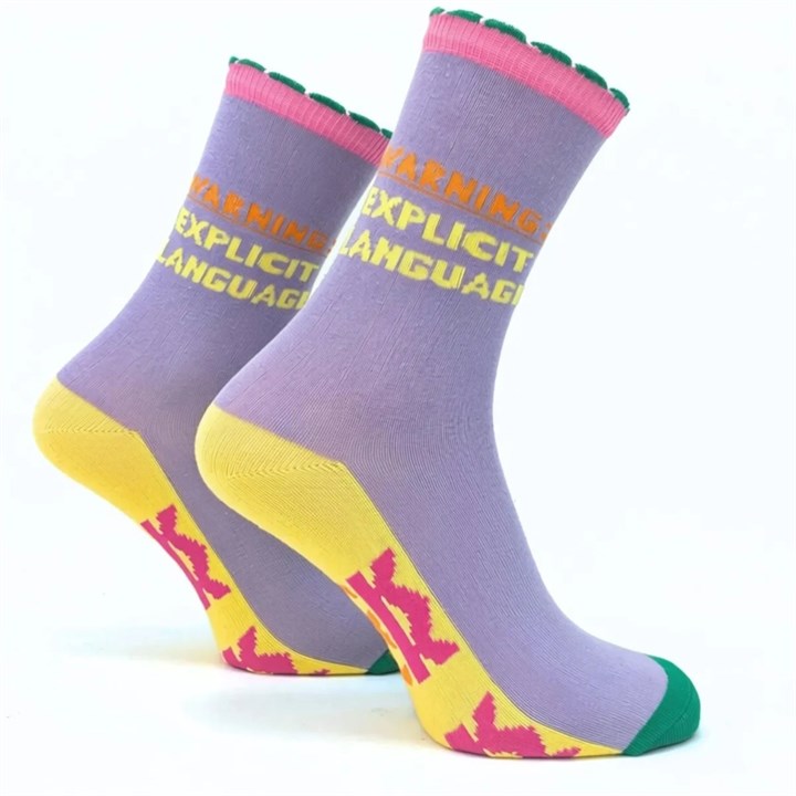 Warning Explicit Language Socks - Size 4 - 8