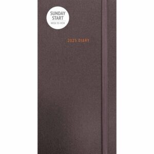 Sunday Start Charcoal Soft Touch Slim Diary 2025