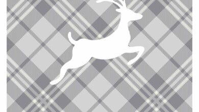 Grey Tartan Reindeer Square Calendar Gift Wrap Envelope