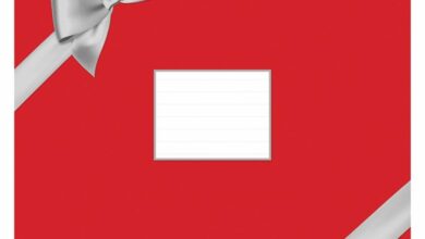 Red with Silver Bow Square Calendar Gift Wrap Envelope