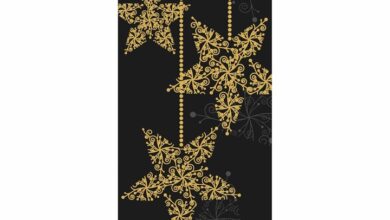 Black and Gold Snowflakes Slim Calendar Gift Wrap Envelope