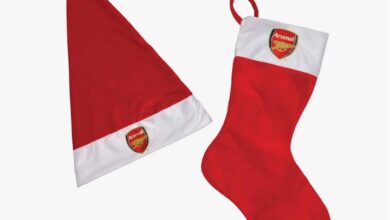 Arsenal FC Felt Santa Hat & Stocking Tree Ornament Set