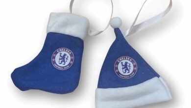 Chelsea FC Santa Hat & Stocking Ornament Set