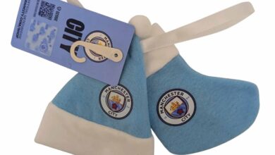 Manchester City FC Santa Hat & Stocking Tree Ornament Set