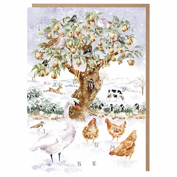 Wrendale Designs, Twelve Days of Christmas Traditional Advent Card