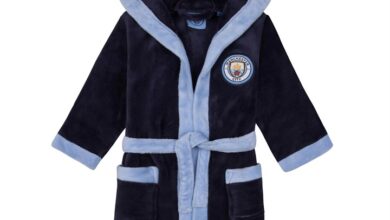Manchester City FC Kids Navy Hooded Dressing Gown 5 - 6 Years