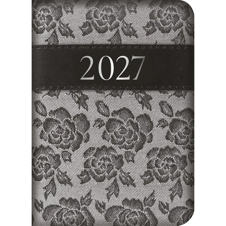 Grey Embroidered Roses Pocket Diary 2027