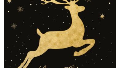 Gold Reindeer Square Calendar Gift Wrap Envelope