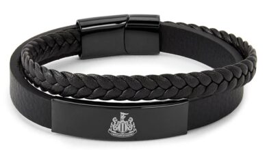 Newcastle United FC Engraved Leather Bracelet with Gift Box