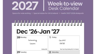 Essential Week to View Easel Desk Calendar 2027