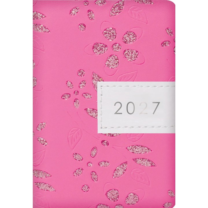 Pink Glitter Floral Sparkles Pocket Diary 2027
