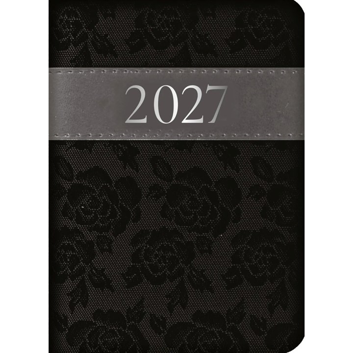 Black Embroidered Roses Pocket Diary 2027