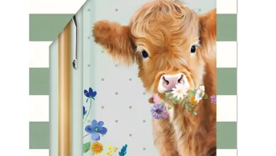 Highland Cow Gift Set with Pen Slim Diary 2027